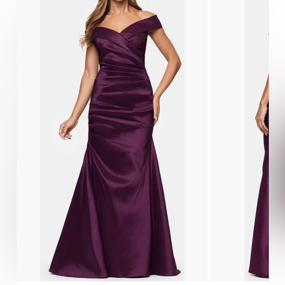 Xscape Evenings Off the Shoulder Taffeta Sheath Gown